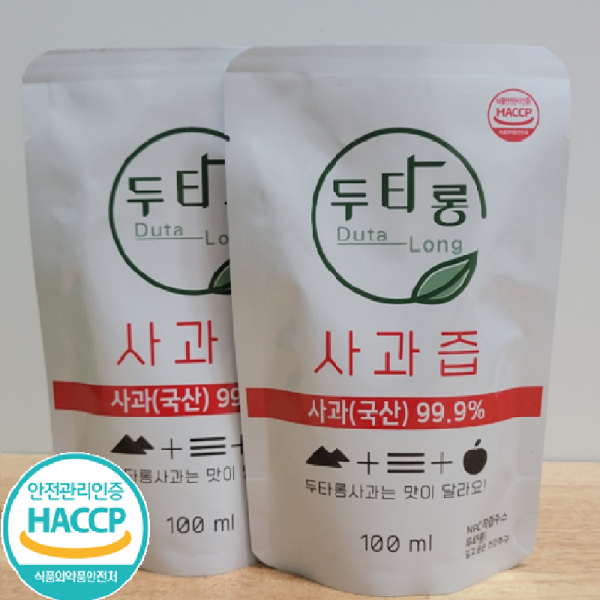 삼척몰,두타롱사과즙 100ml*40포(BOX) [사과 삼척시농산물가공센터 100%NFC착즙]